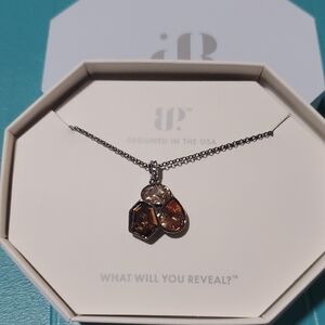 Silver and Brown Minimalist Necklace with Delicate Chain